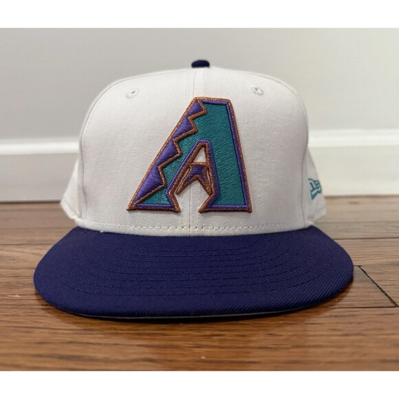 New Era 59Fifty Arizona Diamondbacks Hat White Purple Fitted Baseball Cap 7 1/2 - Picture 1 of 8